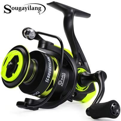 SOUGAYILANG Carrete de pesca ultraligero con bobina de aluminio, perilla de mango de EVA, relación de velocidad alta de 5.2:1, serie 1000-4000 para agua dulce