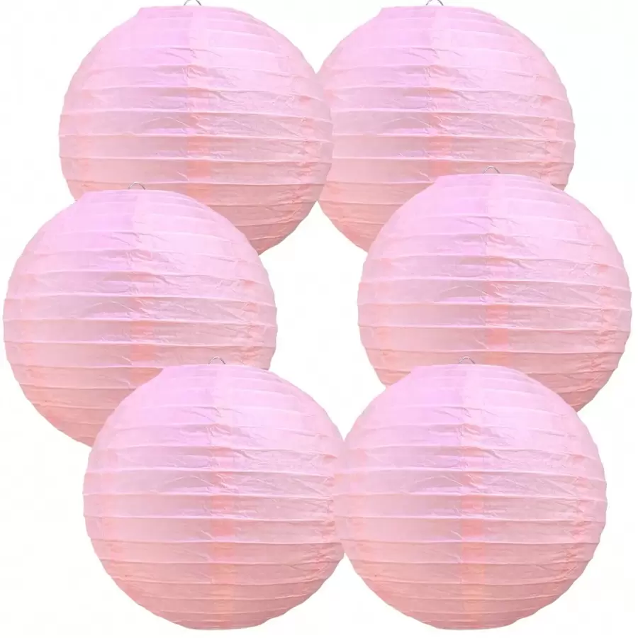 6pcs 6-Inch Orange Round Paper Lantern, Chinese Paper Lantern Decor For Birthday Wedding Party, Bridal Shower,Christmas