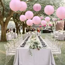 6pcs 6-Inch Orange Round Paper Lantern, Chinese Paper Lantern Decor For Birthday Wedding Party, Bridal Shower,Christmas