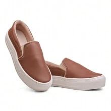 Women's Casual Easy-Fit Slip On Yacht Platform Sneakers - Camel - View 2