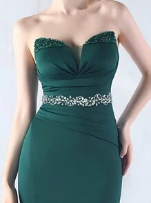 1件简约腰带，热带印花优雅水钻花朵装饰腰链，银色情人节配饰 - 銀色 - 查看 11