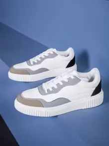 Unisex Casual Low-Top Sneakers Fashionable Lace-Up Flat Shoes, Versatile For All Seasons, Plus Size - Grey - View 6
