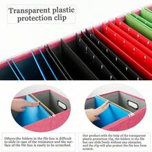 Caja organizadora de archivos, caja archivadora con tapa, caja de archivos para almacenamiento de carpetas de carta/legales, caja colgante portátil de archivos para oficina/decoración/hogar, 1 paquete, solo caja negra - Rosa caliente - Ver 2