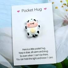 2pcs Cute Cow Pocket Hug Cards - Charming Animal Talisman For Encouragement And Gifts - Ideal For Birthday, Wedding, Halloween, Christmas - Unique Back-To-School Thank-You Gifts - Black and White - View 7