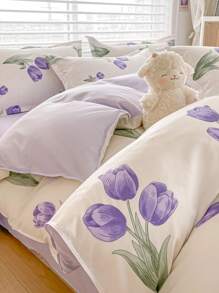 4pcs Bedding Set, Double-Sided Printed Quilt Cover, Flat Sheet & 2 Pillowcases, Soft Brushed Fabric, Fade-Resistant, Anti-Bacterial, Warm, Suitable For Bedroom, Guest Room, Dorm Room, For All Seasons - Twilight Sparkle - View 9