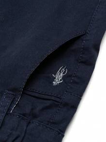 Young Boys Embroidered Logo Casual Pants, Spring Autumn - Navy Blue - View 6
