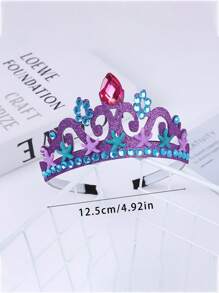 Set de 6 piezas de collar, pulsera y aretes con cuentas de princesa, que incluye colgante de corona de sirena, colorido, adecuado para disfraces de fiesta, juegos de roles, regalo de cumpleaños - Multicolor - Ver 3