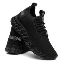 Ultrabone Black Unisex Sports Shoes Walking Running Gym Training + Watch - 黑銀 - 查看 9