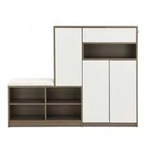 ON-TREND 2-In-1 Shoe Storage Bench & Shoe Cabinets , Multi-Functional Shoe Rack With Padded Seat, Versatile Shoe Storage Solution With Adjustable Shelves For Hallway, White / Dark Grey - trắng - Xem 7