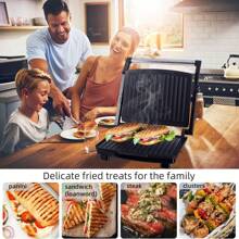 SONIFER 2000W Elektrogrill mit hoher Leistung, Edelstahlpfanne mit 9 Temperaturstufen, schnelle Erhitzung, isolierter Griff, Aufbewahrungsverriegelung, Ölvorratsbehälter, für Grillen von Steaks, Gemüse, Fleischbällchen, BBQ, Sandwiches