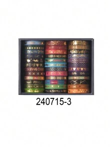 36 卷/盒，几何条纹图案和纸胶带套装 - 精致的烫金和银色工艺，创意细条胶带卷，日记装饰材料，剪贴簿和工艺品，适用于独特的礼品包装和派对装饰 - 彩色 - 查看 12