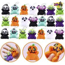SYNCFUN 28 PCS Halloween Mini Plush Toy Assortment With 7 Halloween Characters, Mini Halloween Plush Toy For Halloween Party Favors, Goodie Bag Fillers