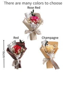 Bó hoa mini nhân tạo gồm 1 hoa hồng, 1 hoa baby's breath và 1 hoa hồng khác, được gói trong giấy, kèm theo một bông hoa xà phòng. Thích hợp làm quà tặng sinh nhật hoặc kỷ niệm cho mẹ, bạn gái, bạn bè, quà tặng Ngày của Mẹ, quà tặng Ngày Valentine, quà tặng đám cưới, trang trí nhà cửa hoặc bàn làm việc, quà sinh nhật cho phụ nữ, quà tặng Ngày Valentine, v.v. - Phong cách D - Xem 2