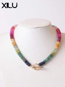 1 件玻璃珠彩虹绿柱石彩色项链 - 彩色 - 查看 11