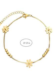 1 Stück modischer Gänseblümchen Edelstahl Knöchelkette, elegantes Urlaubsgeschenk (Geschenkbox nicht enthalten)