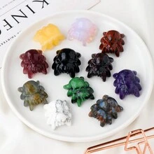 1PC Đá quý chữa bệnh pha lê tự nhiên Thủ công đá Động vật Tượng nhện Trang trí nhà Sáng tạo Đồ trang trí Quà tặng Halloween - nhện - Xem 2