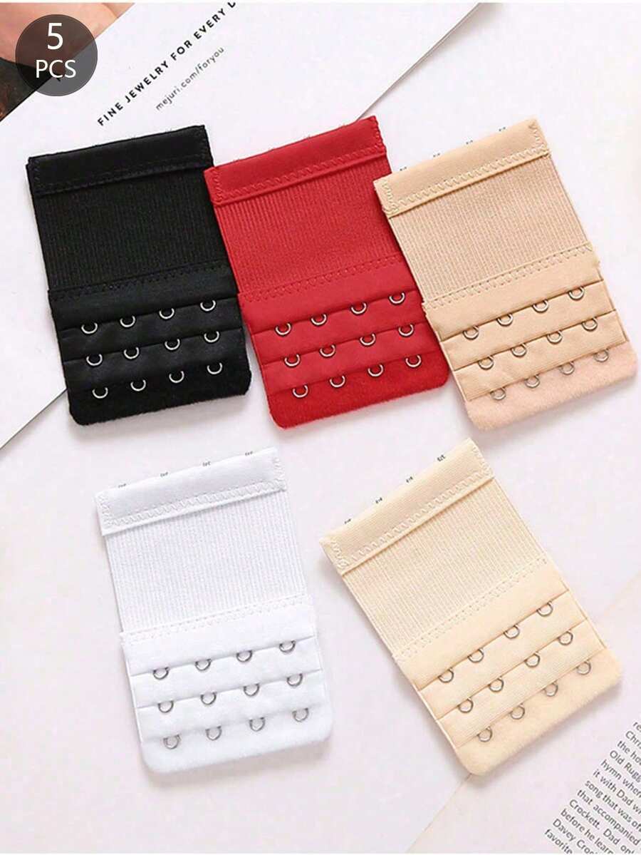 5 chiếc móc nối áo ngực đàn hồi bằng thép không gỉ 3 hàng 4 móc, móc áo lót & móc nối mắt - Nhiều màu - Xem 1