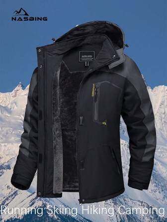 NASBING Women's Winter Skiing Jacket Water Resistant Windproof Thermal Lined Hooded Thermal Winter Clothes Windbreaker Hiking Skiing Camping Mountaining Coat