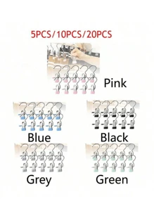 5 chiếc, 10 chiếc, 20 chiếc, Kẹp quần áo bằng thép không gỉ, Đinh quần áo giặt có móc, Kẹp quần áo treo di động, Tổ chức tủ quần áo, Móc treo - Màu sắc ngẫu nhiên - Xem 3
