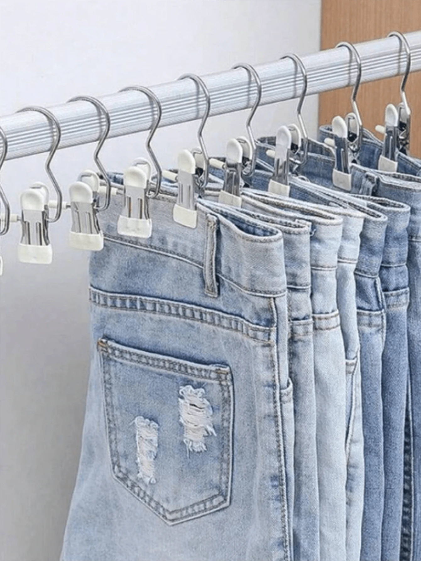 5 chiếc, 10 chiếc, 20 chiếc, Kẹp quần áo bằng thép không gỉ, Đinh quần áo giặt có móc, Kẹp quần áo treo di động, Tổ chức tủ quần áo, Móc treo - Màu sắc ngẫu nhiên - Xem 1