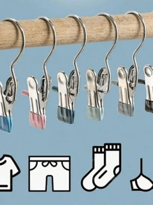 5 chiếc, 10 chiếc, 20 chiếc, Kẹp quần áo bằng thép không gỉ, Đinh quần áo giặt có móc, Kẹp quần áo treo di động, Tổ chức tủ quần áo, Móc treo - Màu sắc ngẫu nhiên - Xem 9