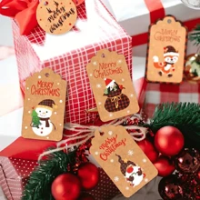 1pc 50 Thread Christmas Kraft Paper Gift Label - Perfect For DIY Handicrafts, Unique And Cute Holiday Decoration Gift Packaging Accessories,Christmas - Multicolor - View 4