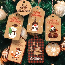1pc 50 Thread Christmas Kraft Paper Gift Label - Perfect For DIY Handicrafts, Unique And Cute Holiday Decoration Gift Packaging Accessories,Christmas - Multicolor - View 6