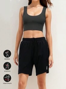 Quần short thể thao thông thường cho nữ - màu đen - Xem 1