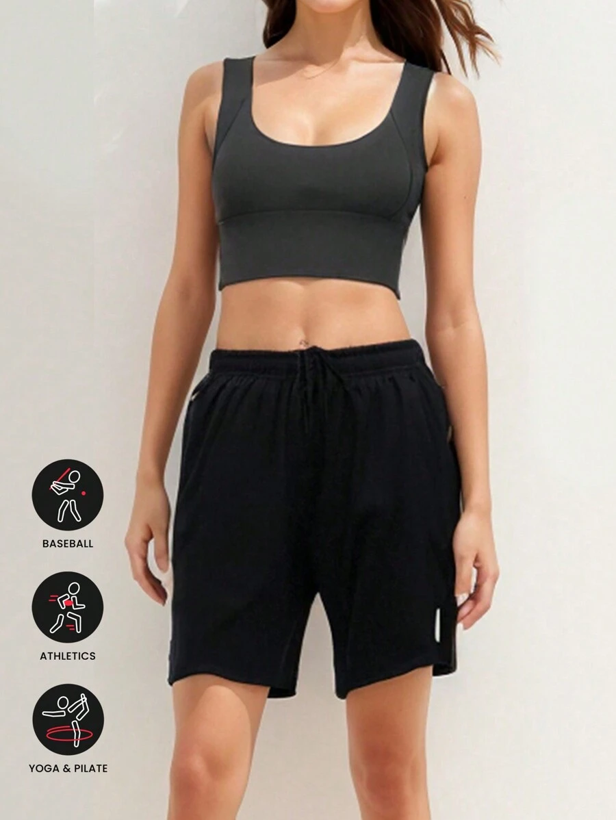 Quần short thể thao thông thường cho nữ - màu đen - Xem 1