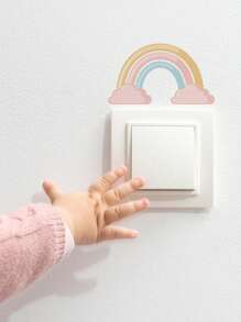1 张可爱彩虹图案彩色印花开关贴纸，适用于 DIY 家居装饰，防水，4.64x2.95 英寸婴儿淋浴家庭装饰礼物 - 彩色 - 查看 9