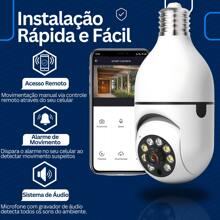 Câmera Lâmpada Ip Externa 100% Prova D'água Wifi Hd Camara Panorâmica Smart Infravermelho Visão Noturna Microfone Alarme Segurança Residencial - Branco - Visão 2
