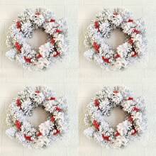 1pc Flocked Flower Christmas Wreath Candle Holder Desktop Mini Candle Wreath Decoration,Christmas Gift