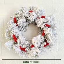 1pc Flocked Flower Christmas Wreath Candle Holder Desktop Mini Candle Wreath Decoration,Christmas Gift