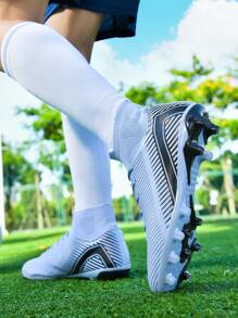 男士足球鞋，青少年成人学生队 AG 可拆卸钉鞋运动训练系带鞋，轻质 TPU 防滑专业比赛鞋，适用于天然草地，足球鞋，足球钉鞋 - 紫色 - 查看 11