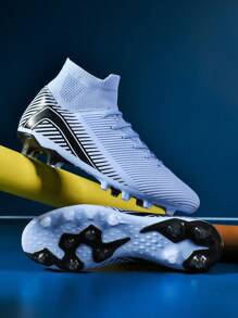 男士足球鞋，青少年成人学生队 AG 可拆卸钉鞋运动训练系带鞋，轻质 TPU 防滑专业比赛鞋，适用于天然草地，足球鞋，足球钉鞋 - 紫色 - 查看 5