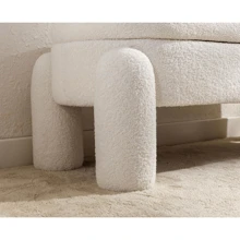 WAHSON OFFICE CHAIRS 1PC Wahson Foldable Storage Bench Bouclelette Bench, Bed Bench For Living Room And Bedroom, Entryway Bench With Design And Modern End Bench, White - White - View 7
