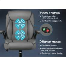 ALFORDSON Massage Office Chair, Computer Office Chair, PU Leather Chair 150kg Load Capacity - Grey - View 4