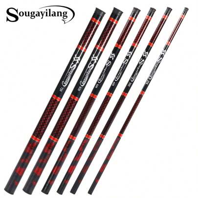 SOUGAYILANG Canne à pêche portable en fibre de carbone de base/légère, canne à pêche de ruisseau, canne à section courte