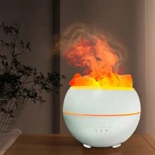 1pc Rose Salt Rock Simulated Flame Lamp Essential Oil Diffuser, 4-In-1 Salt Lamp Aromatherapy Diffuser With Negative Ion Sprayer & Humidifier, Suitable For Living Room, Bedroom, Office And As Nightlight - White - View 8