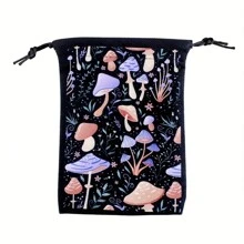 1pc Boutique Velvet Drawstring Mushroom&Tree Tarot Oracle Cards Pouch Storage Bag Gift Bag, Party Supplies, Festival Supplies, Holiday Supplies Back To School