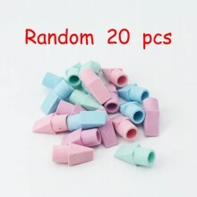 20/200 件马卡龙色笔帽干净不锈钢橡皮擦替换装，办公用品笔橡皮擦帽，便携式可拆卸子弹头橡皮擦帽 - 混色 - 查看 10