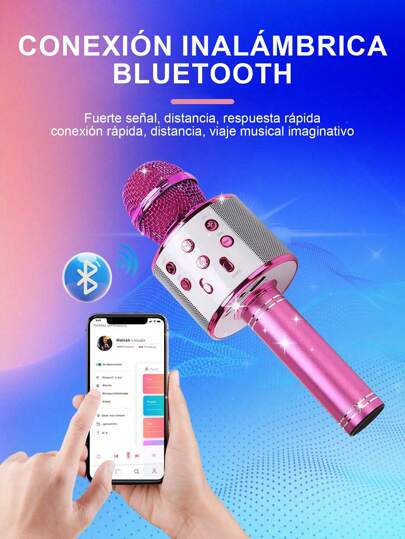 Duración de 5 a 6 horas Micrófono de karaoke portátil con altavoz integrado, Bluetooth móvil inalámbrico adecuado para adultos y todas las edades, canto, grabación en el hogar y en el coche, Karaoke al aire libre God