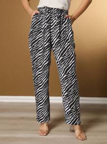 Belala Moda New Pants With Elastane And With Pocket - Đen và trắng - Xem 2