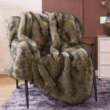Touchat Luxury 1000GSM Faux Fur Throw Blanket, Super Heavy Thick Warm Cozy Blankets For Couch Bed Sofa, Plush Fuzzy Elegant Soft Reversible Mink Blanket For Living Room Bedroom, 50''x60'' - 灰色 - 查看 2
