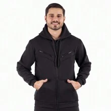 Men Zip-Up Hoodies - màu đen - Xem 3