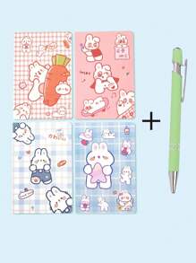 4 件套兔子设计 A5 笔记本,创意卡通学生学习文具笔记本,学校用品,返校 - 彩色 - 查看 27