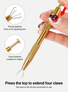 1个美甲海绵夹和50个海绵涂抹器套装，金银色海绵夹美甲抓取海绵工具，用于涂抹指甲油、化妆品和去除污垢，美甲用品，美甲工具，美甲艺术工具，返校季，美甲，美甲工具，美甲贴片工具，美甲修脚工具