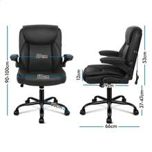 ALFORDSON Massage Office Chair, Computer Office Chair, PU Leather Chair 150kg Load Capacity - Black - View 8