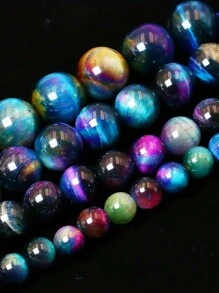 6/8/10 mm Perles de pierre œil de tigre galaxie rond naturel et magnifique pour la fabrication de bijoux de bracelets. Perles lâches œil de tigre cerisier idéales pour le bricolage de bijoux en cristal faits main. Peuvent être transformées en bracelets, un choix idéal pour les cadeaux.