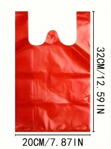 50/100pcs Thick Red Plastic Bags, Food/Shopping/Grocery Carry Bag, Reusable Supermarket Plastic Bag
